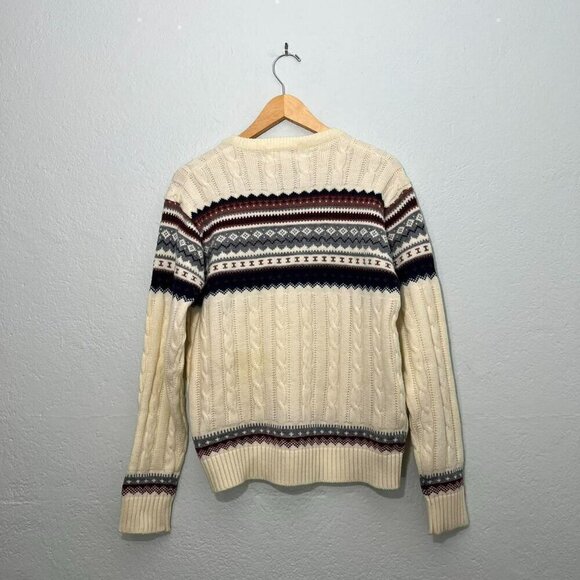 Cream fair isle crewneck knit ski sweater - Picture 2 of 3
